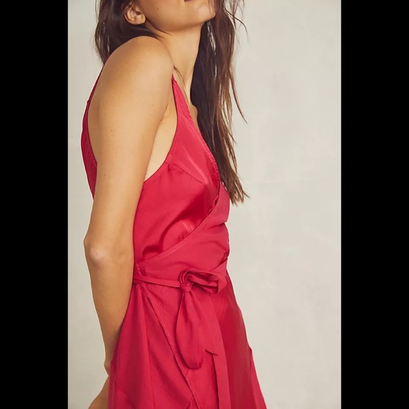Free People New W Tags Deep V Silky Wrap Style Adjustable Dress Multiple Sizes - Picture 3 of 3